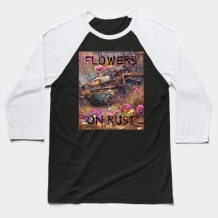 Flowers on Rust, Colorful Algoart Baseball T-Shirt